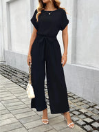 Tie Waist Wide Leg Jumpsuit - Qu!rk Boutique