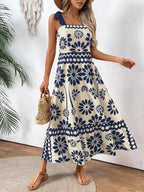 Floral Print Tie-Shoulder Midi Dress - Qu!rk Boutique