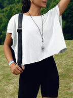 Cutout Back Short Sleeve T-Shirt - Qu!rk Boutique