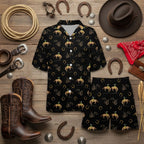 Baha Ranch Rodeo Cowboy Women's Western Short Pajama Set Made in America - Qu!rk Boutique