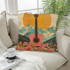 Baha Ranch Retro Pop Western Pink Guitar Pillow Case Made in America - Qu!rk Boutique