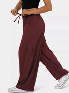 High-Waisted Drawstring Wide-Leg Pants - Qu!rk Boutique