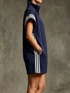 Striped Zip Front Short Sleeve Romper - Qu!rk Boutique