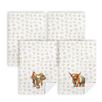 Set of 4 Minimalistic Western Highland Cow Cattle Brands Kitchen Towels Made in America - Qu!rk Boutique