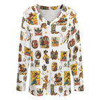 Baha Ranch Vintage Cowgirl Collage Western Print Long Sleeve Top - Qu!rk Boutique