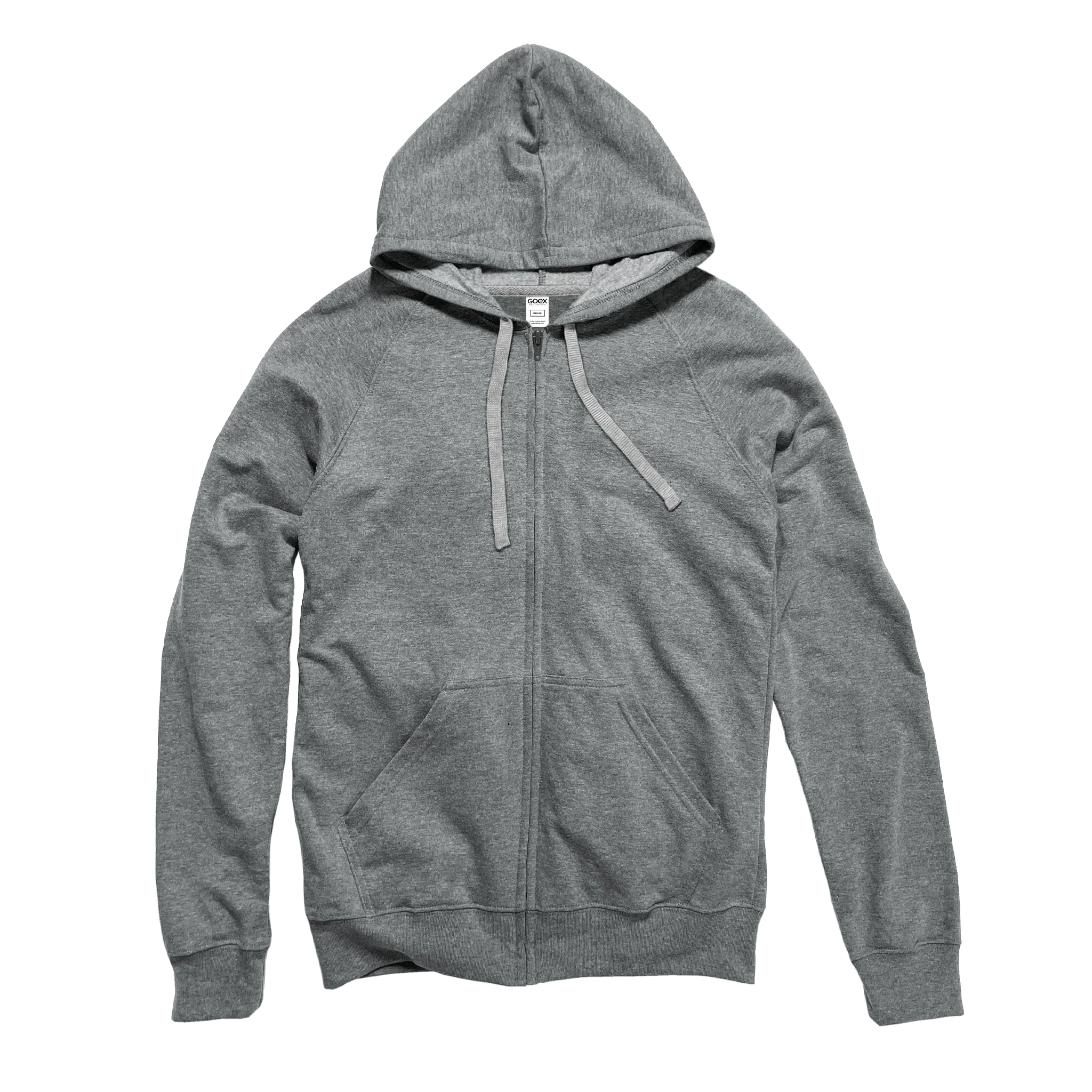 Heather grey zip-up hoodie with front pockets, femme-fit from Qu!rk Boutique