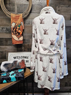 Silly Highland Cow Women's Western Bath Robe - Qu!rk Boutique