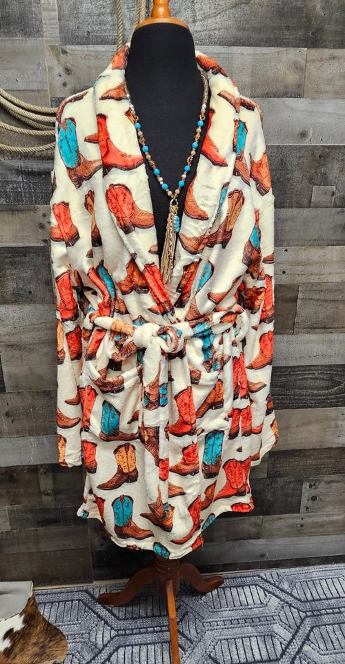 Baha Ranch Got My Boots Western Bath Robe - Qu!rk Boutique