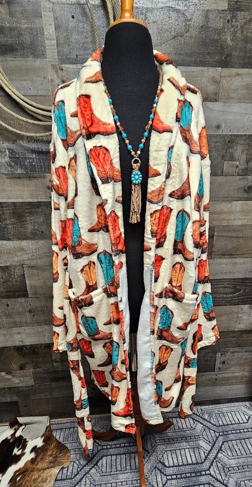 Baha Ranch Got My Boots Western Bath Robe - Qu!rk Boutique
