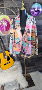 Baha Ranch Retro Pop Western Collage Blazer - Qu!rk Boutique