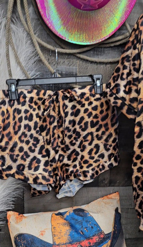 Baha Ranch Retro Pop Western Leopard Cowgirl Satin Pajamas - Qu!rk Boutique