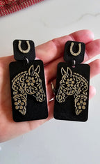 3D Print Horse Equestrian Western Earrings Made in America choice of colors - Qu!rk Boutique