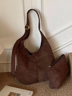 Suede Hobo Shoulder Bag - Qu!rk Boutique