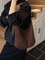 Suede Hobo Shoulder Bag - Qu!rk Boutique