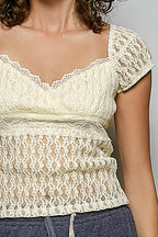 Romantic Short Sleeve Lace Top - Qu!rk Boutique