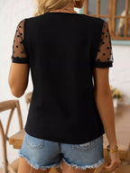 Polka Dot Mesh Sleeve T-Shirt - Qu!rk Boutique