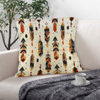 Aztec Feathers Pillow Case Made in America - Qu!rk Boutique