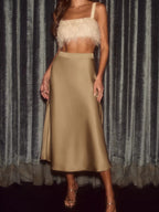 Satin Midi Skirt - Qu!rk Boutique