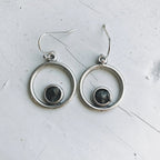 Circle Silver Earrings with Raw Meteorite - Qu!rk Boutique