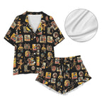 Baha Ranch Vintage Cowgirl Collage Western Ruffle Satin Pajama Set - Qu!rk Boutique