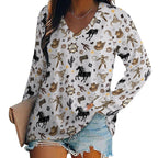 Baha Ranch Western Print Long Sleeve Top - Qu!rk Boutique