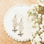 Gold or Silver Honeybee Honeycomb Earrings - Qu!rk Boutique