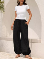 Casual Loose Fit Drawstring Waist Harem Joggers - Qu!rk Boutique