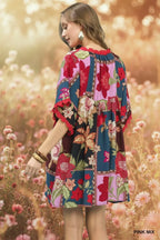 Boho V-Neck Mini Dress - Qu!rk Boutique