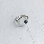 CLEARANCE Crescent Moon Ring with Black Onyx - Qu!rk Boutique
