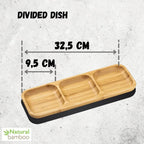 Bamboo Divided Dish 13" inch X 4.5" inch Bento box | 32.5 X 11.5 Cm - Qu!rk Boutique