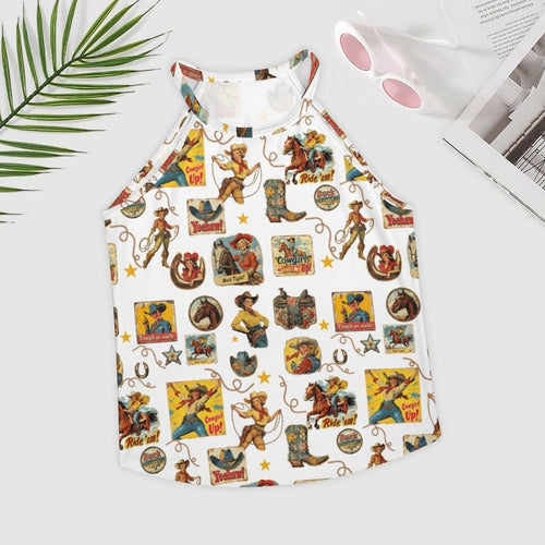 Baha Ranch Vintage Cowgirl Collage Western Tank Top - Qu!rk Boutique