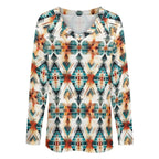 Baha Ranch Western Aztec Long Sleeve Top - Qu!rk Boutique
