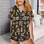 Baha Ranch Vintage Cowgirl Collage Western Ruffle Satin Pajama Set - Qu!rk Boutique