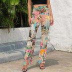 Baha Ranch Retro Pop Western Collage Flare Pants - Qu!rk Boutique