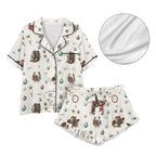 Baha Ranch Boots and Brands Western Cowgirl Cowboy Satin Short Pajama Sets - Qu!rk Boutique