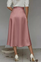 Satin A-Line Midi Skirt - Qu!rk Boutique