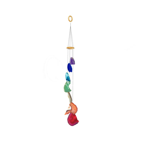 Colorful agate wind chime with natural stone slices, artist-designed gift from Qu!rk Boutique