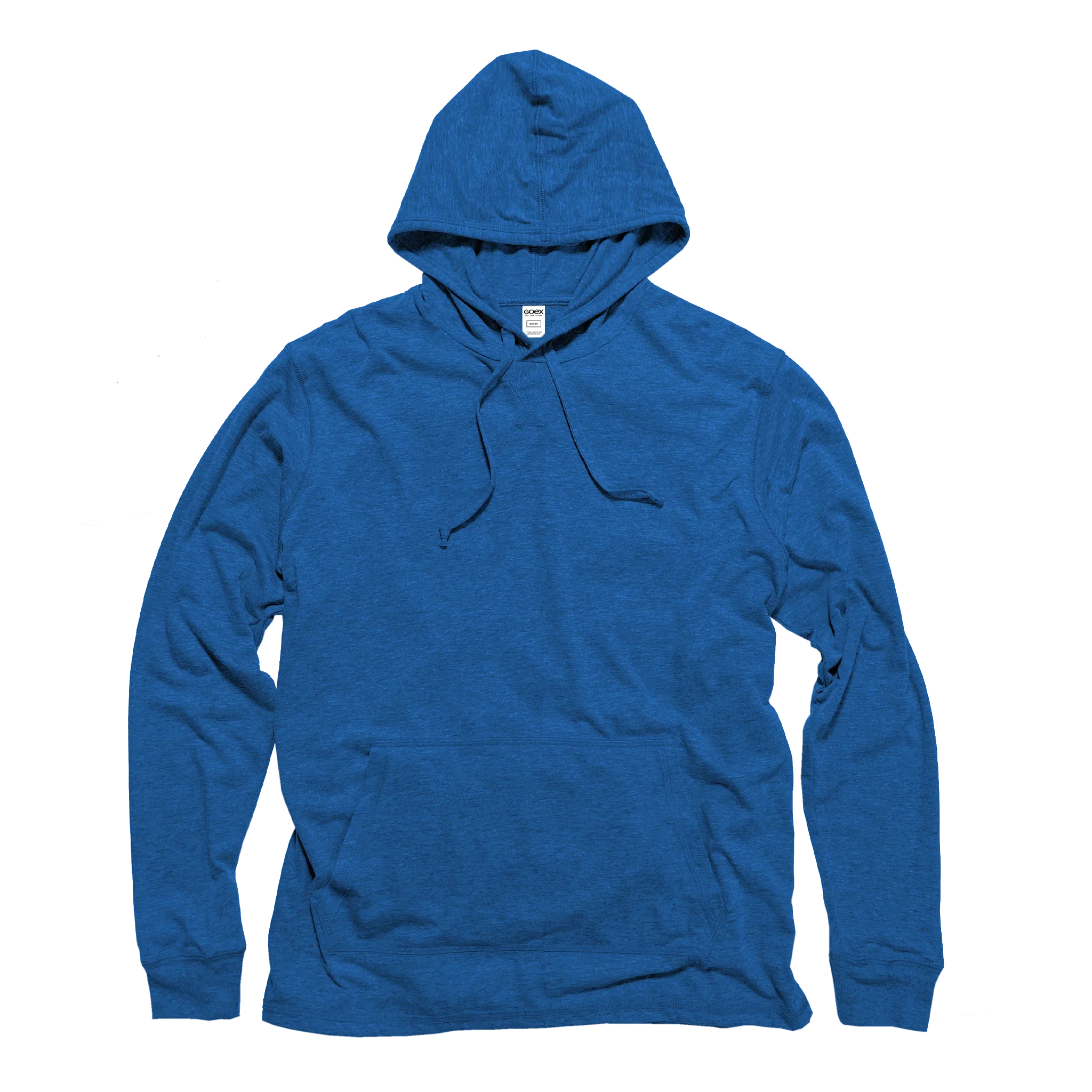 Royal blue pullover hoodie with drawstrings and front pocket, Qu!rk Boutique apparel