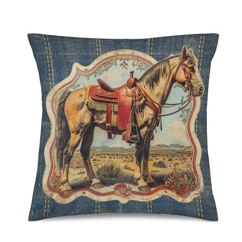 Baha Ranch Vintage Horse Velvety Soft Pillow Case Made in America - Qu!rk Boutique