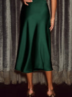 Satin Midi Skirt - Qu!rk Boutique