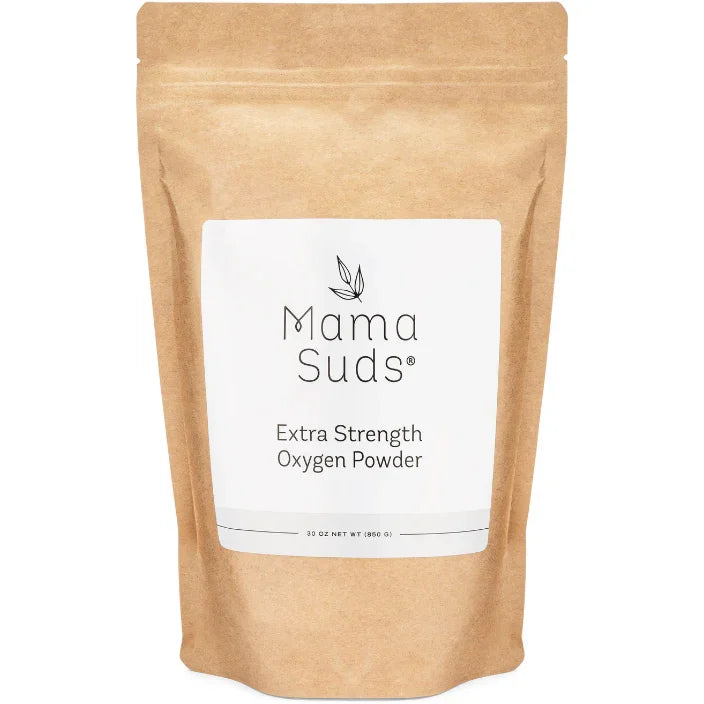 Mama Suds Extra Strength Oxygen Powder in eco-friendly kraft pouch, sustainable cleaning product