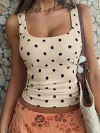 Polka Dot Scoop Neck Tank - Qu!rk Boutique