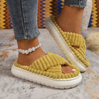 💙 Crisscross Open Toe Platform Slippers - Qu!rk Boutique