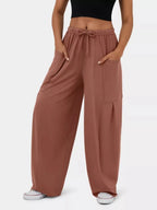 High-Waisted Drawstring Wide-Leg Pants - Qu!rk Boutique