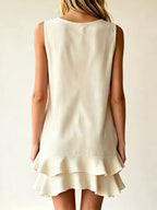 Full Size Sleeveless V-Neck Tiered Ruffle Mini Dress Plus Size - Qu!rk Boutique