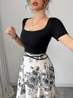 Floral Print Square Neck Maxi Dress - Qu!rk Boutique