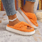 💙 Crisscross Open Toe Platform Slippers - Qu!rk Boutique
