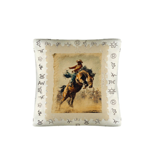 Baha Ranch Vintage Rodeo Stamp Throw Pillow Made in America - Qu!rk Boutique