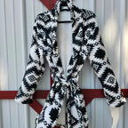 Black Aztec Women's Western Bath Robe - Qu!rk Boutique