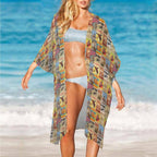 Baha Ranch Vintage Rodeo Poster Duster Kimono Coverup Women's Long Cover Up - Qu!rk Boutique